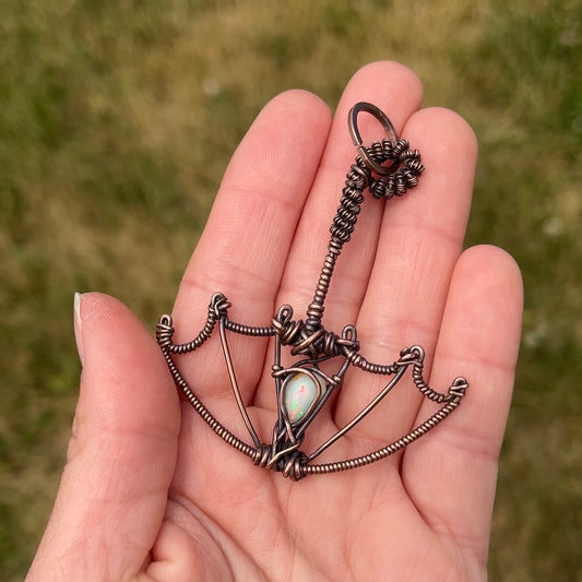 Upside Down Umbrella Electric Forest Inspired Wire Wrapped Pendant