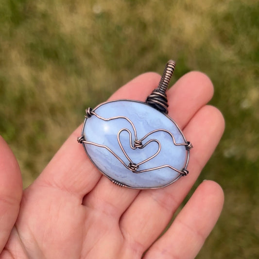 Heart Hands Electric Forest Inspired Wire Wrapped Pendant