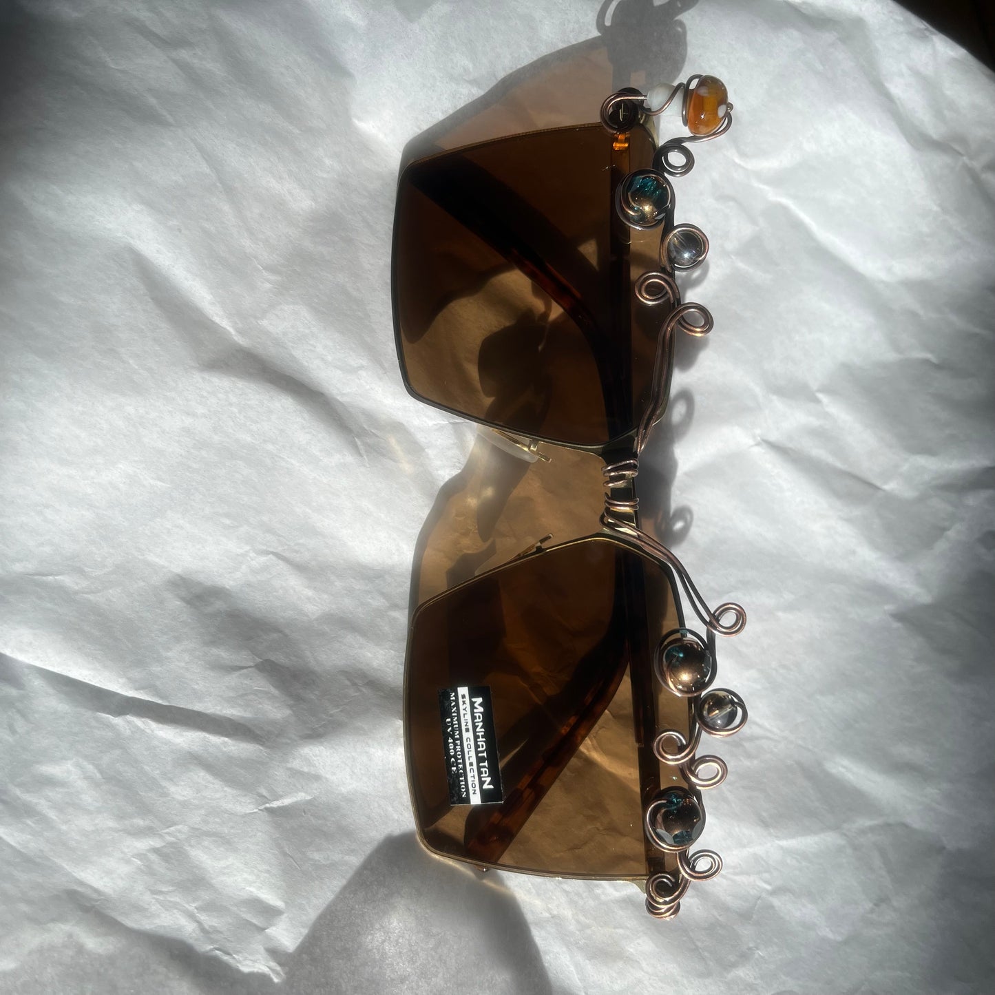 Golden Asymmetrical Mushroom Wire Wrapped Sunglasses