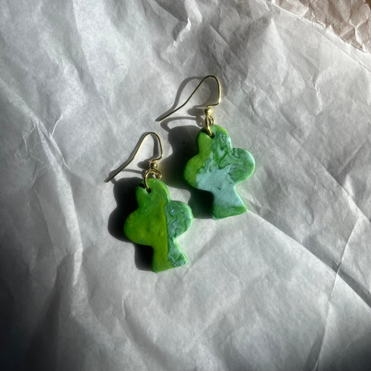 Polymer Clay Clover Hanging Earrings