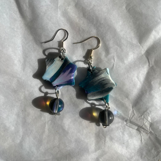 Blue and Purple Star Polymer Clay Earrings