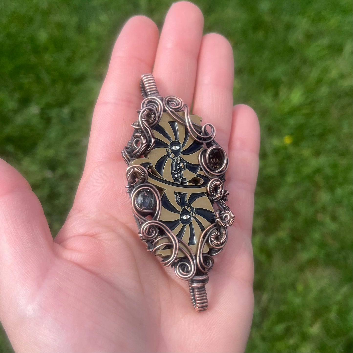 Double Bailed Handmade Wire Wrapped Pin Pendant