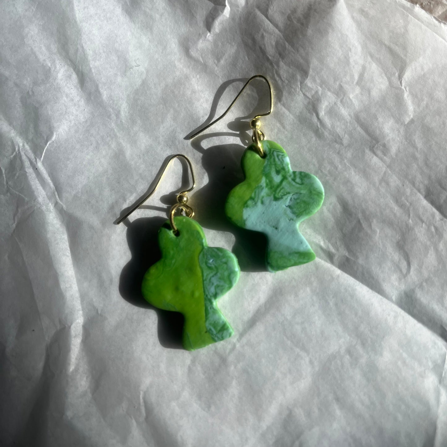 Polymer Clay Clover Hanging Earrings